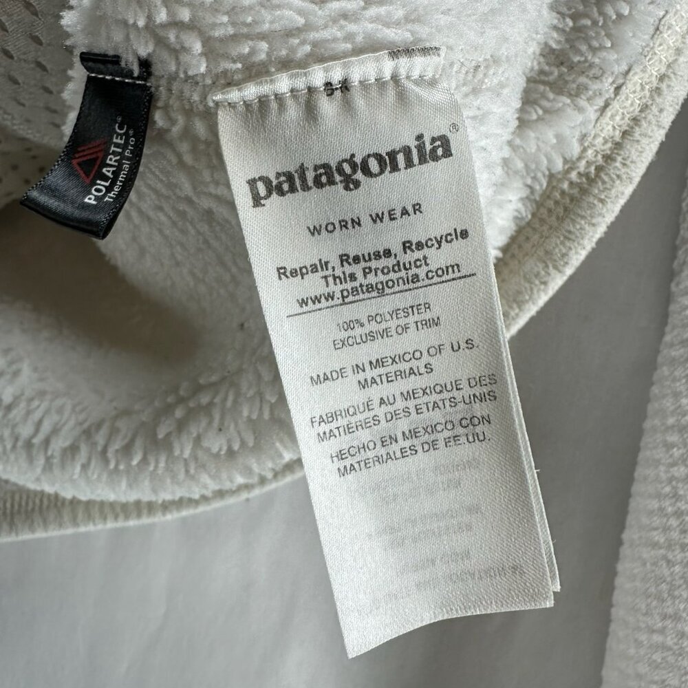 Patagonia Jacket Womens M Fuzzy Fleece  Re Tool Snap-T Polartec Pullover White - Picture 10 of 11